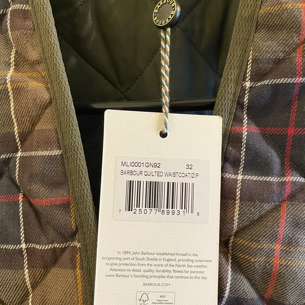 Barbour Size 32 Zip In Liner Vest - Picture 6 of 6